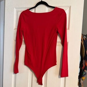 nuuds Vibrant Red Long Sleeve Bodysuit